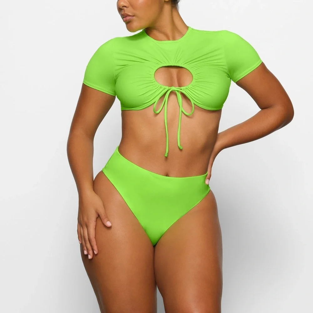 Skims Signature Swim Ruched T-Shirt | LIMITED EDITION | Neon Green‎ | NEW!!!💚💚